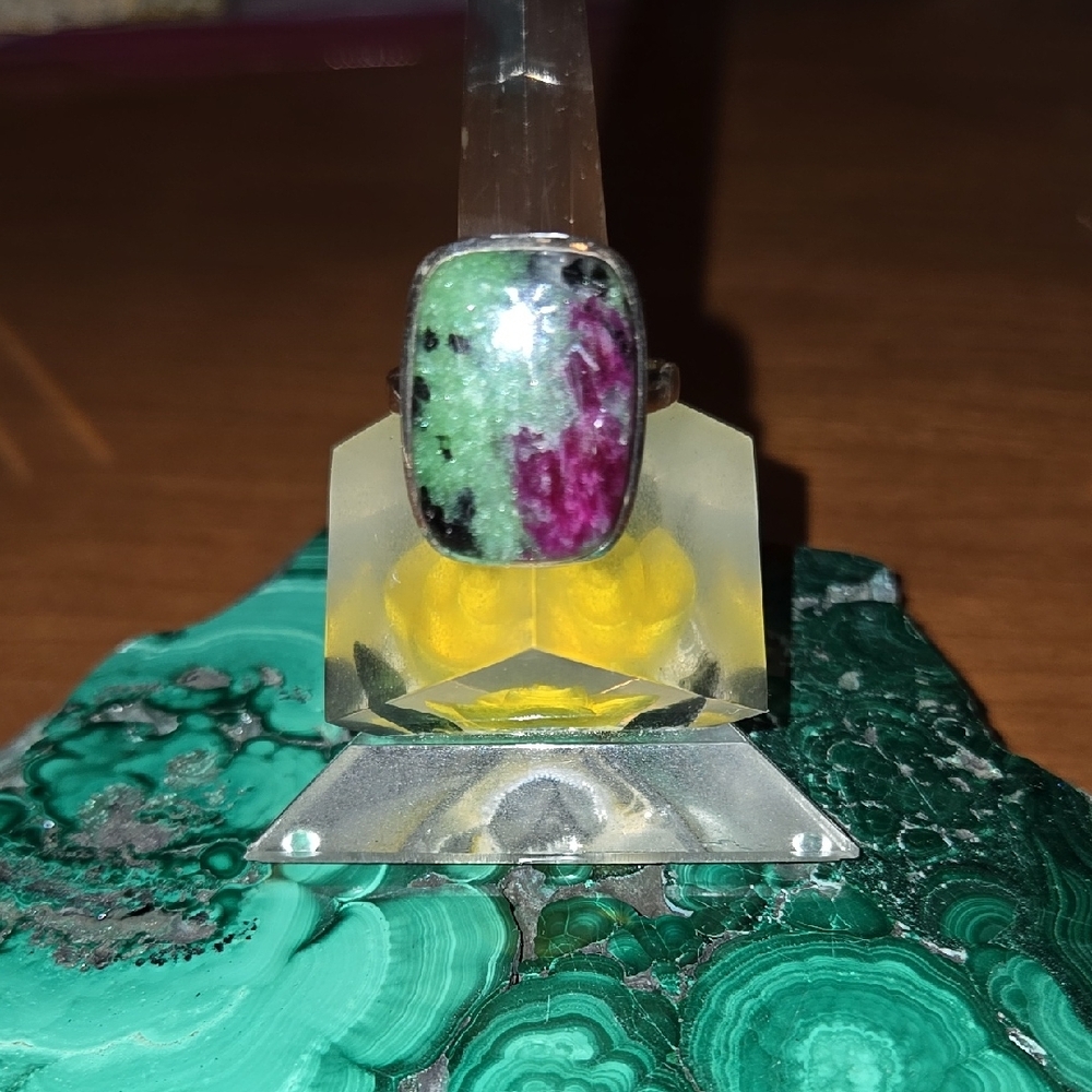 Sterling Silver Ring With A Ruby Zoisite Stone - image 1